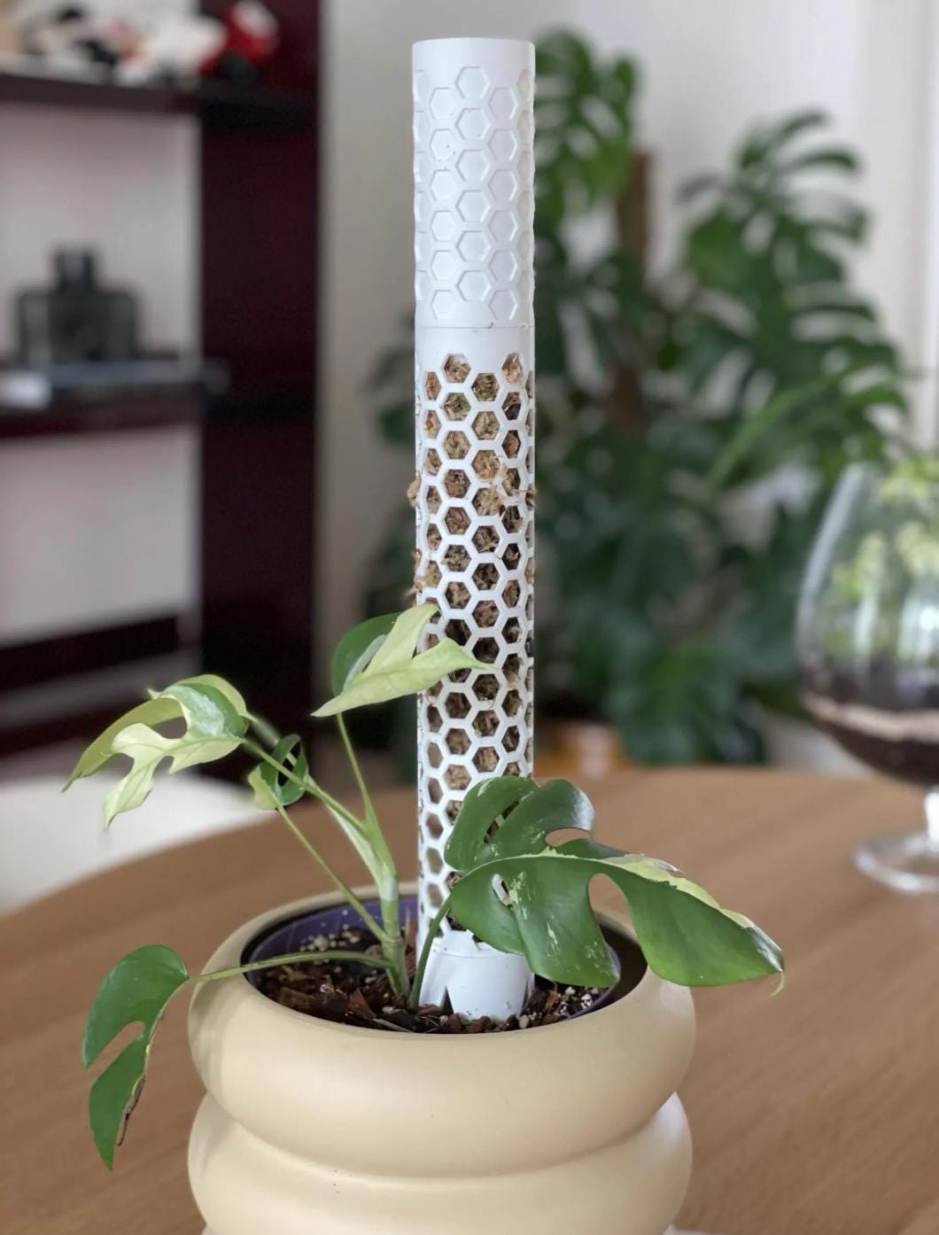 Modular Moss Pole Kit | 3D Printed | 2 Poles + Water Reservoir + 12 Clips | Choose Your Base | No Glue Needed | Plant Support