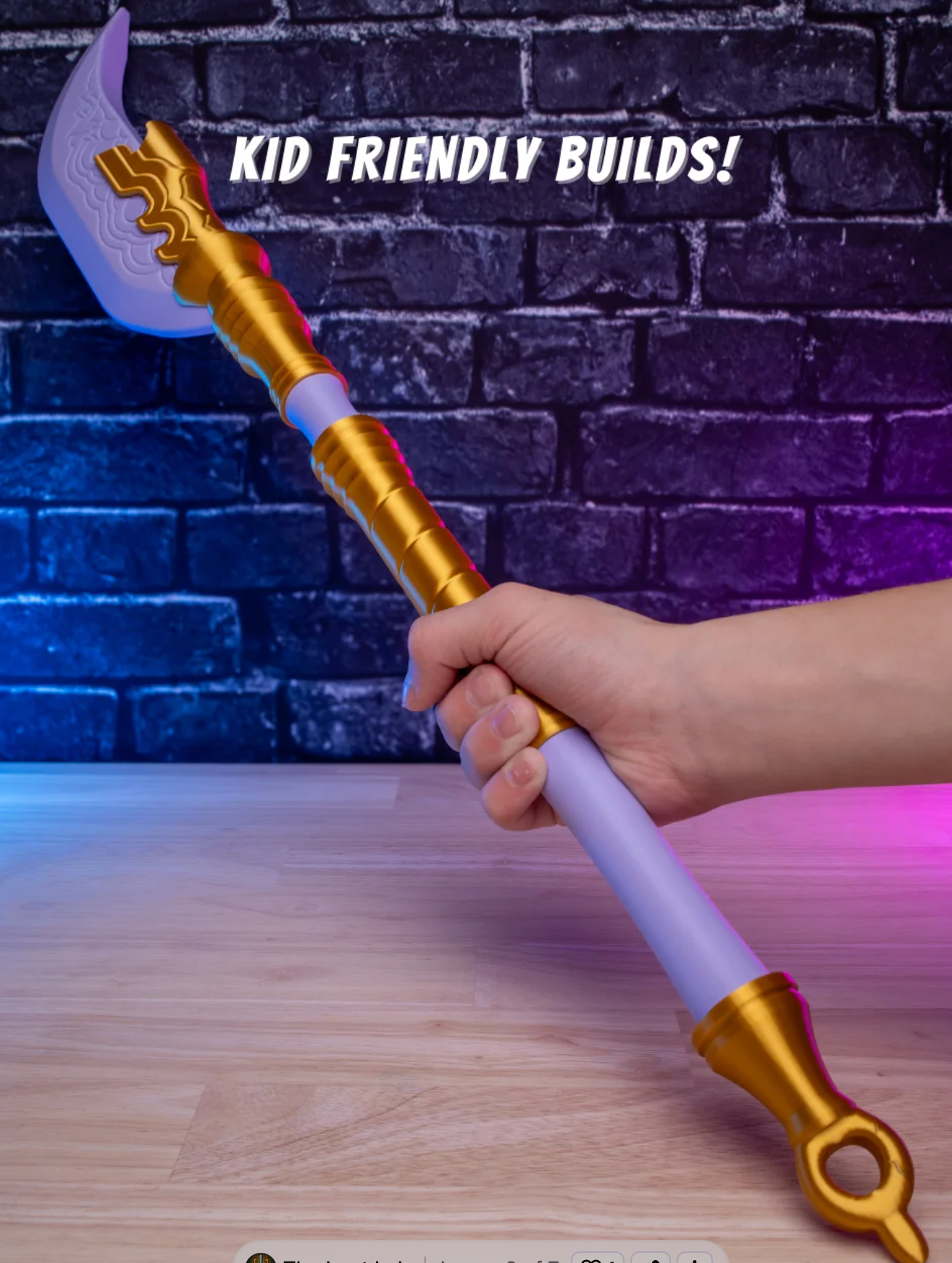 Mira's Glaive 3D printed push-fit cosplay prop kit, front view