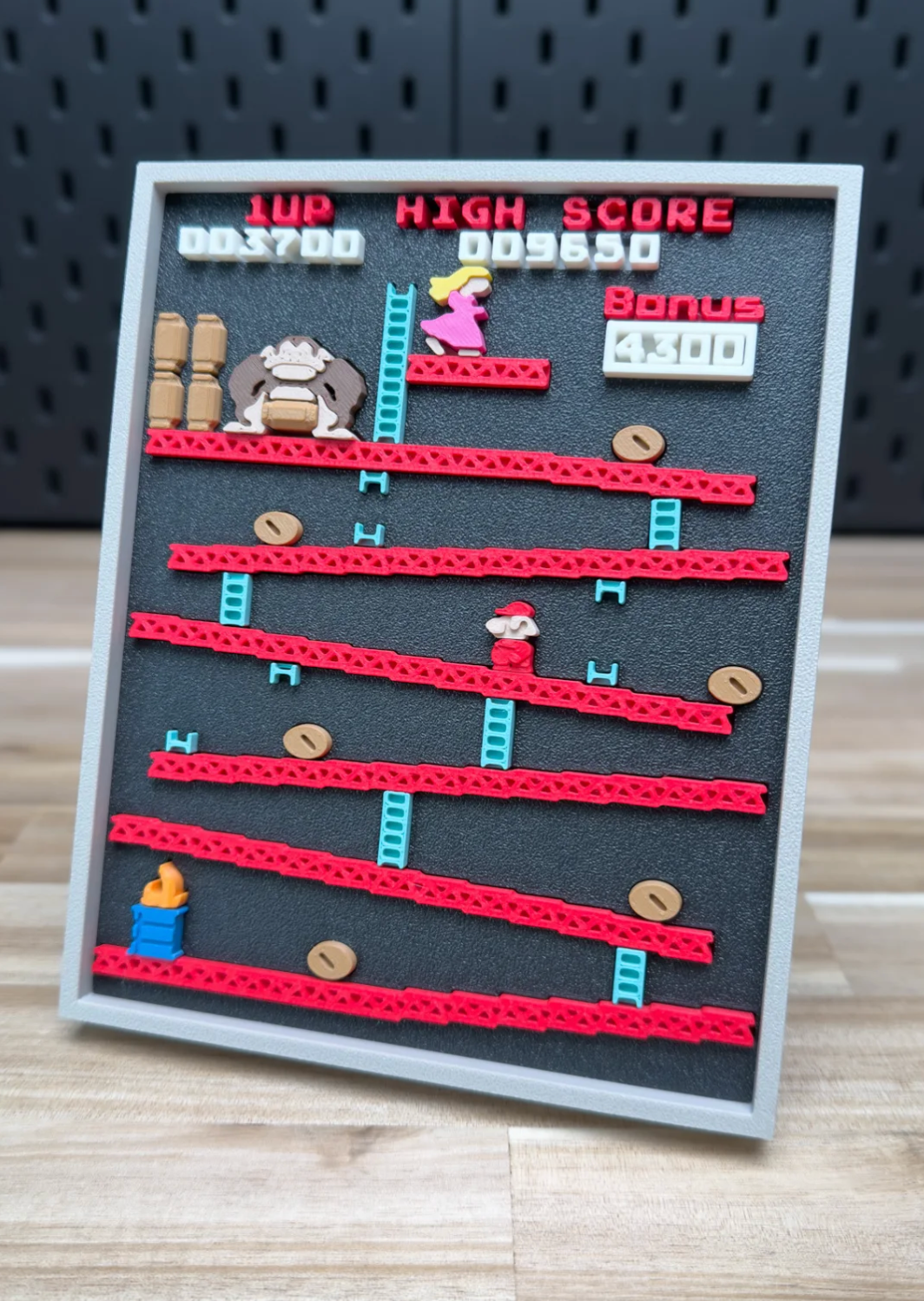 Donkey Kong retro arcade frame kit on a wall