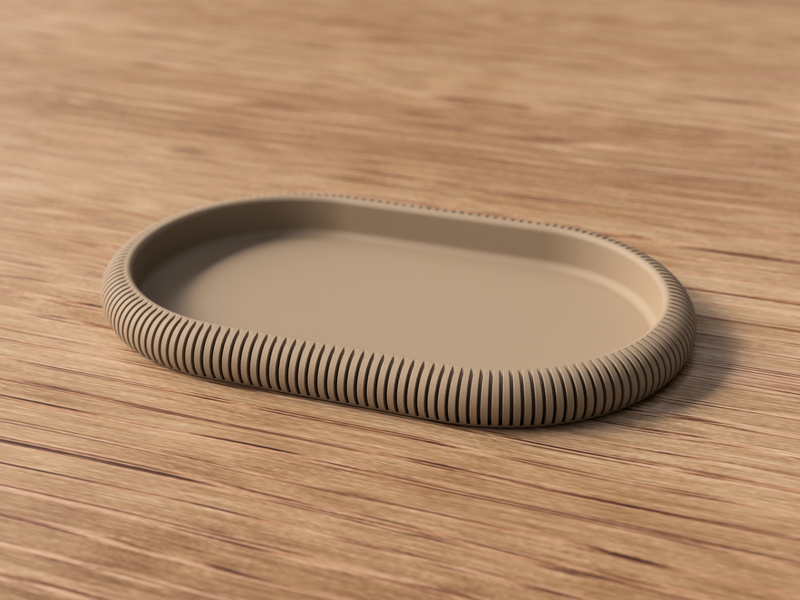 Japandi tray styled on a shelf with a vase
