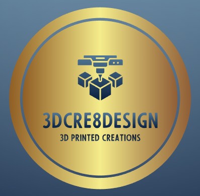 3DCre8Design logo — premium 3D printed model kits, cosplay props, and collectibles