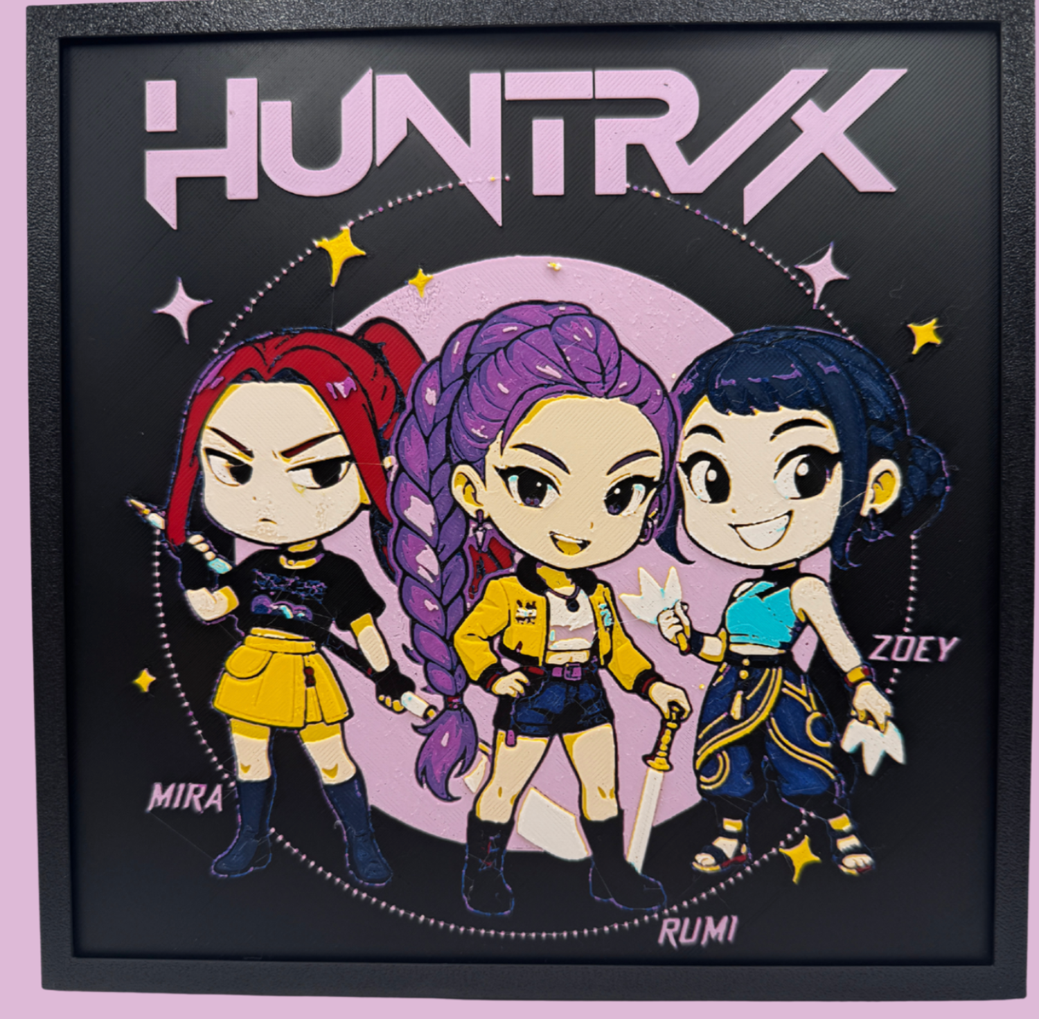 Layered 3d Art Panel - Huntrix Kpop, 3D printed layered artwork panel