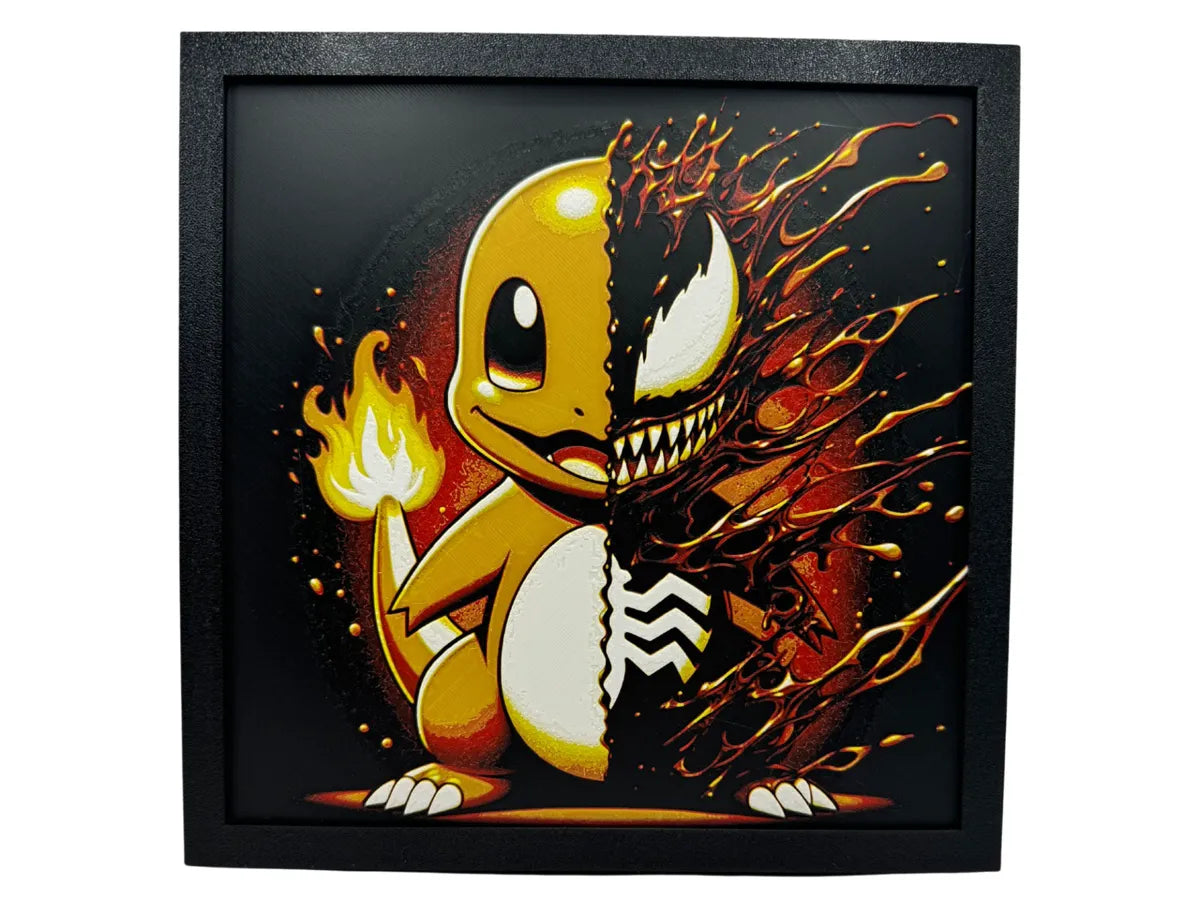 Venomized Charmander layered 3D wall art panel