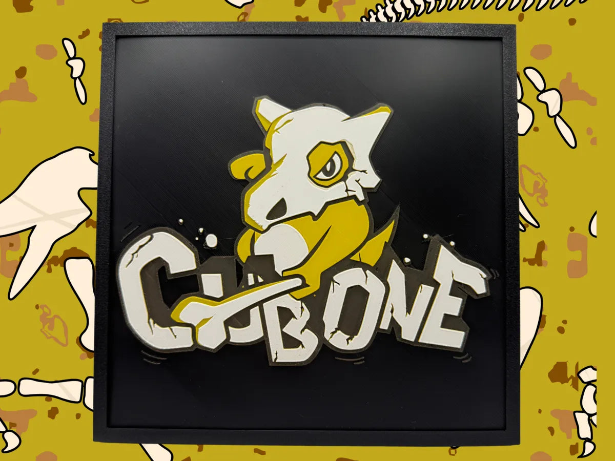 Cubone Pokemon Hueforge layered 3D wall art panel