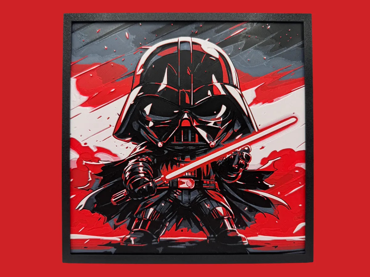 Darth Vader Chibi Star Wars layered 3D wall art panel