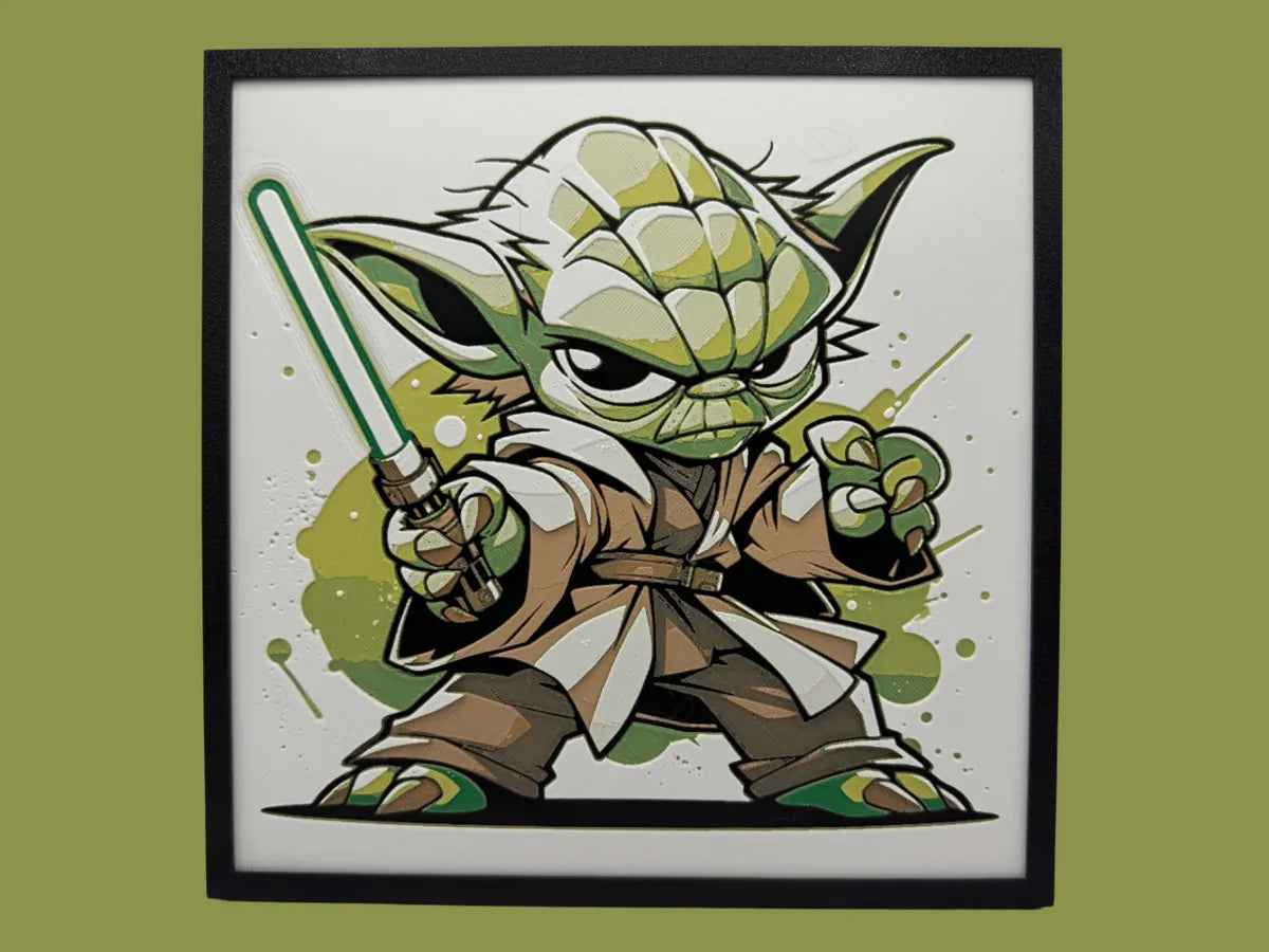 Master Yoda Chibi Star Wars layered 3D wall art panel