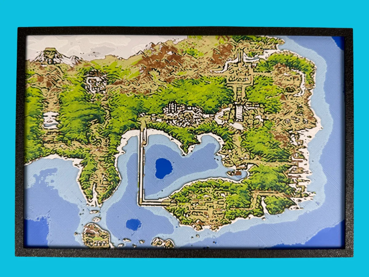 Kanto Region Map Pokemon layered 3D wall art panel