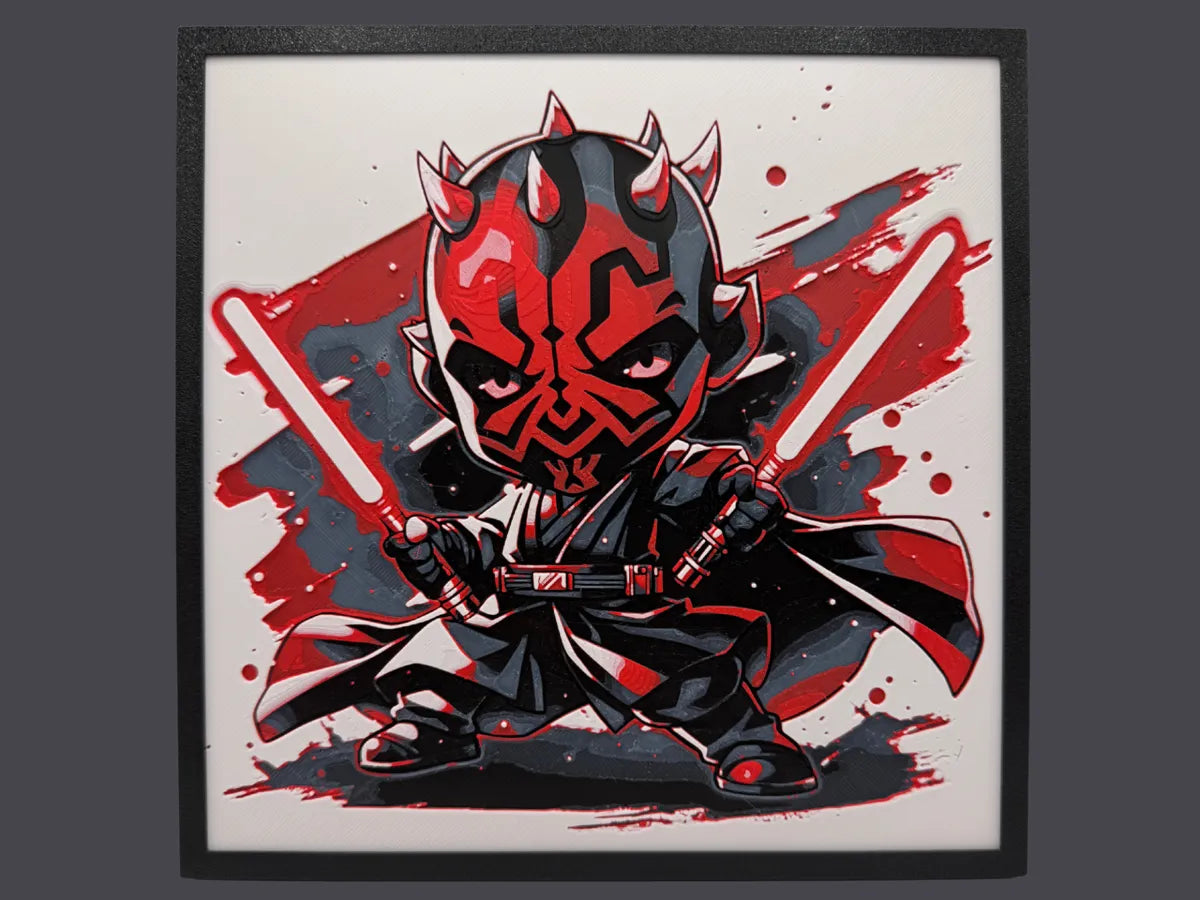 Darth Maul Chibi Star Wars layered 3D wall art panel
