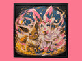 Eevee and Sylveon Pokemon layered 3D printed Hueforge wall art panel
