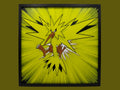 Zapdos Pokemon layered 3D printed Hueforge wall art panel in a black frame