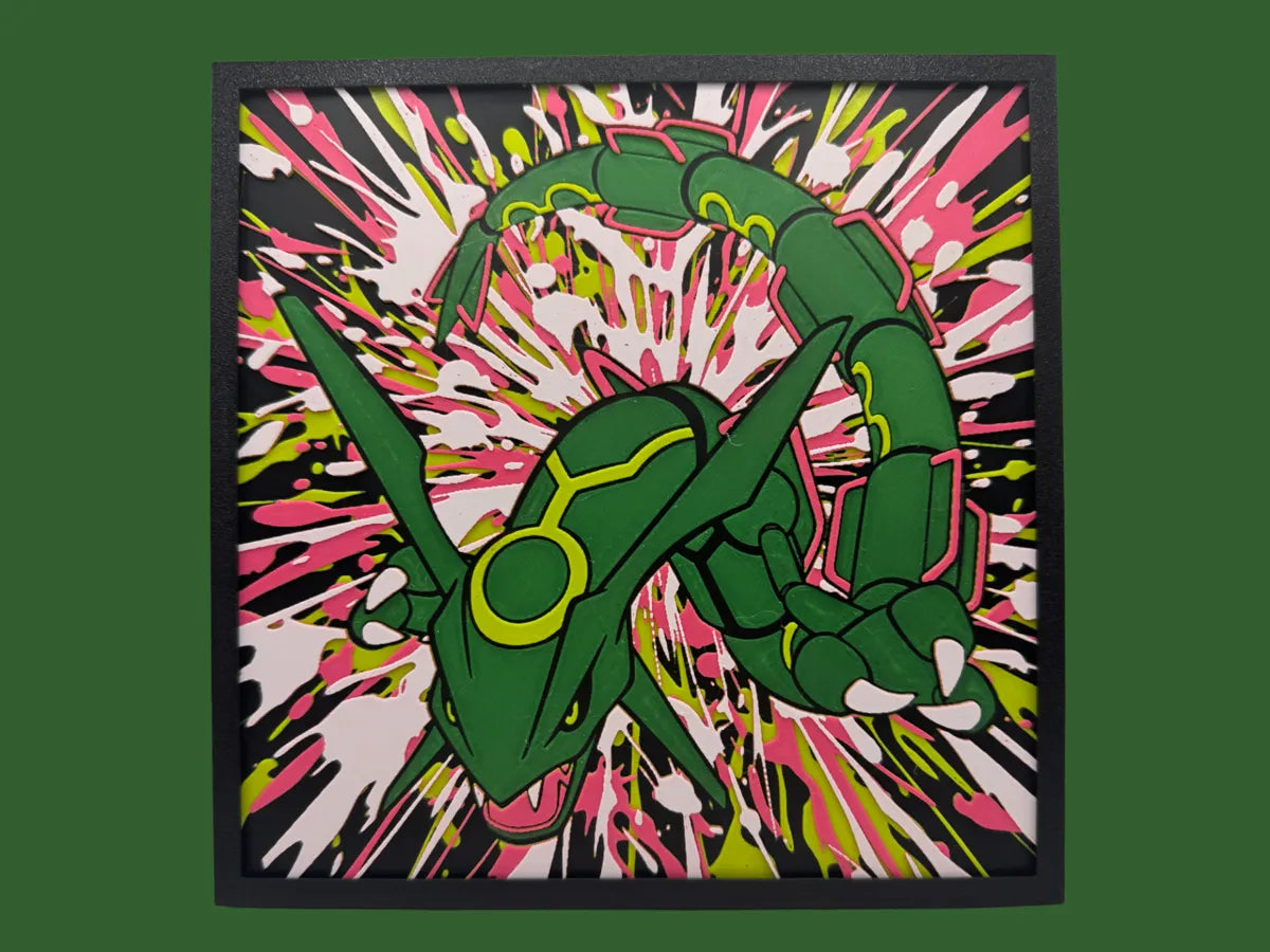 Rayquaza layered 3D wall art panel