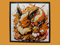 Flareon and Eevee layered 3D wall art panel