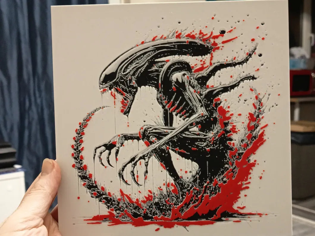 Alien Xenomorph layered 3D wall art panel, front view