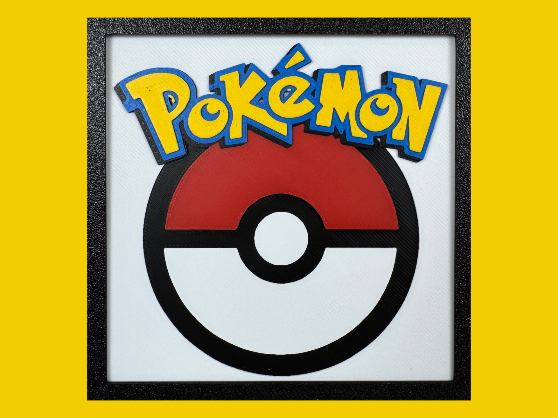 Pokémon logo with Pokéball layered 3D printed Hueforge wall art panel