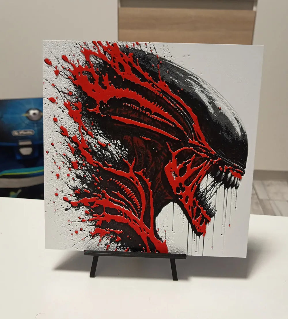 Xenomorph bust layered 3D wall art panel, alternate angle