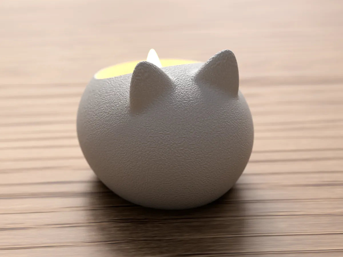 Cat LED tealight holder, fuzzy texture