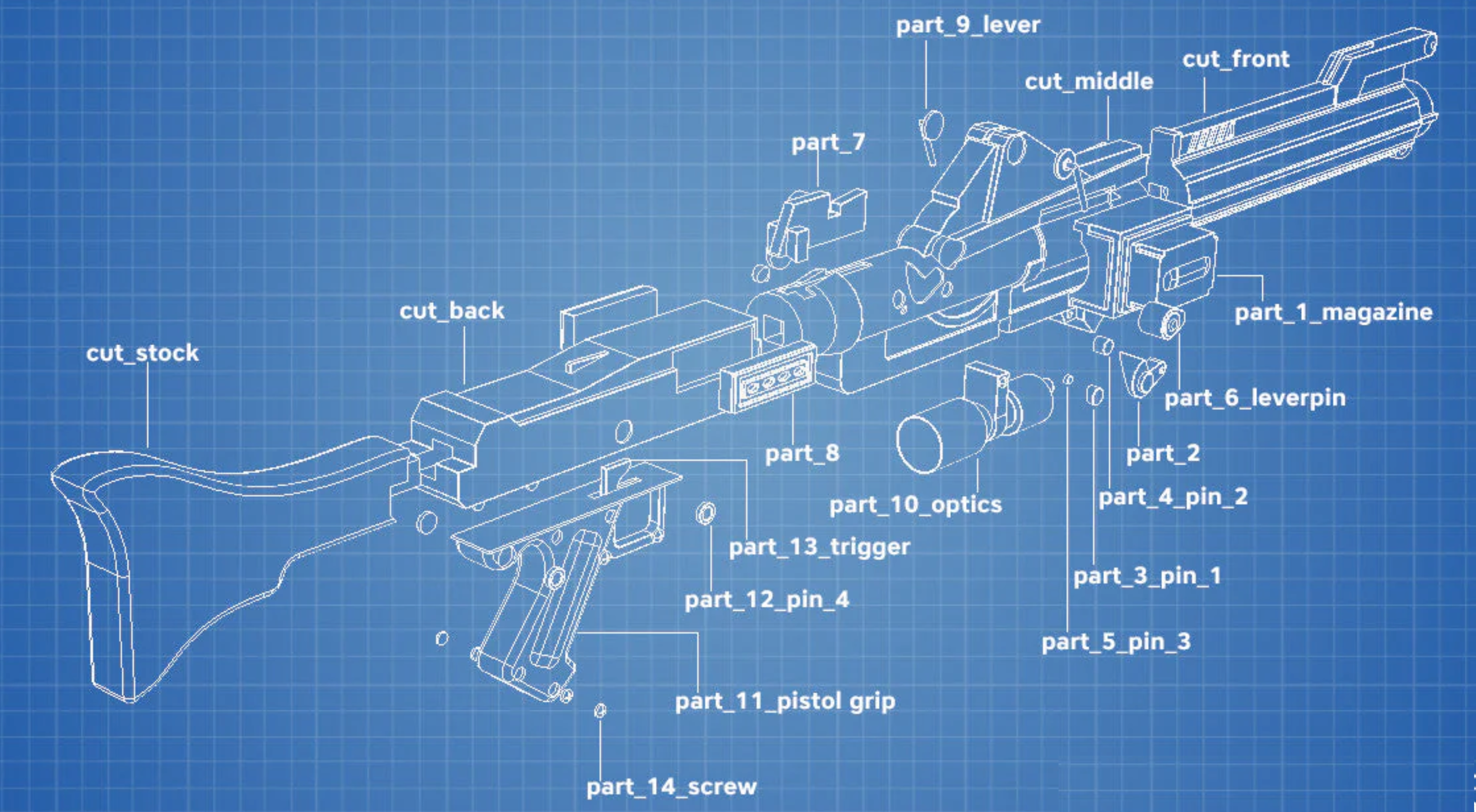 E-22 Dual-Barrel Blaster Rifle – Star Wars 3D Printed Model Kit