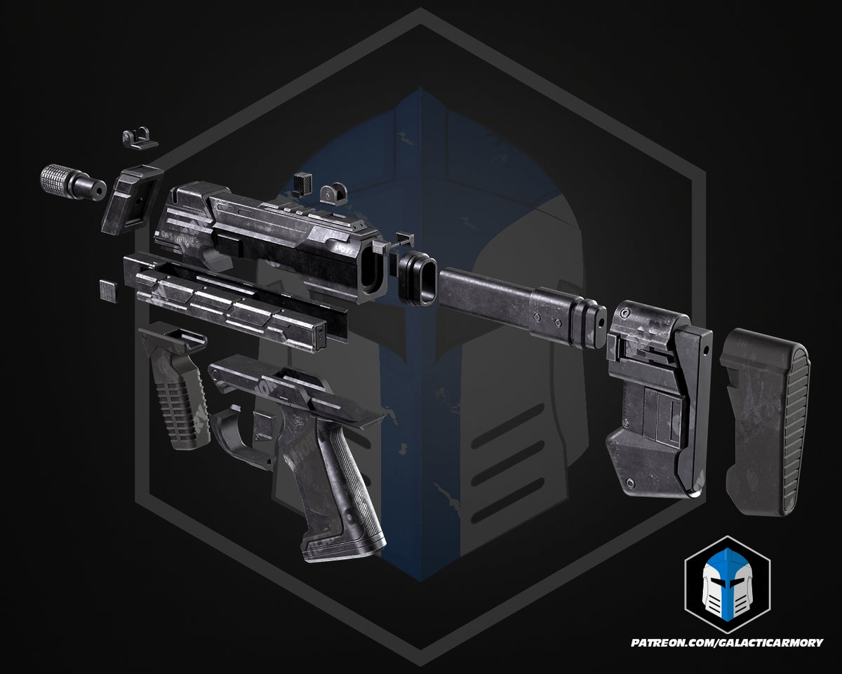Halo 2 Anniversary M7 Caseless SMG exploded parts diagram by Galactic Armory