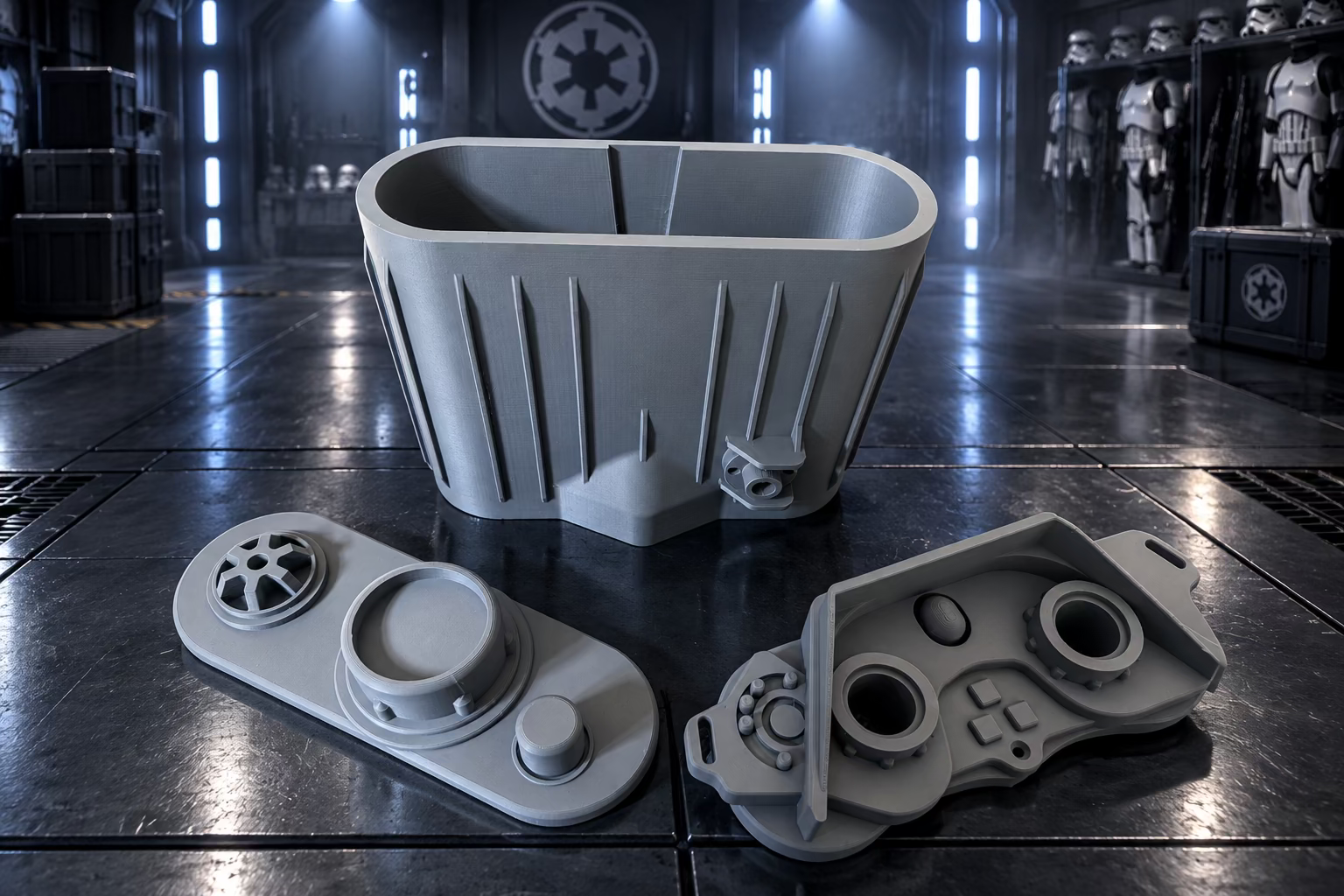 3D printed Macrobinoculars prop kit, front view