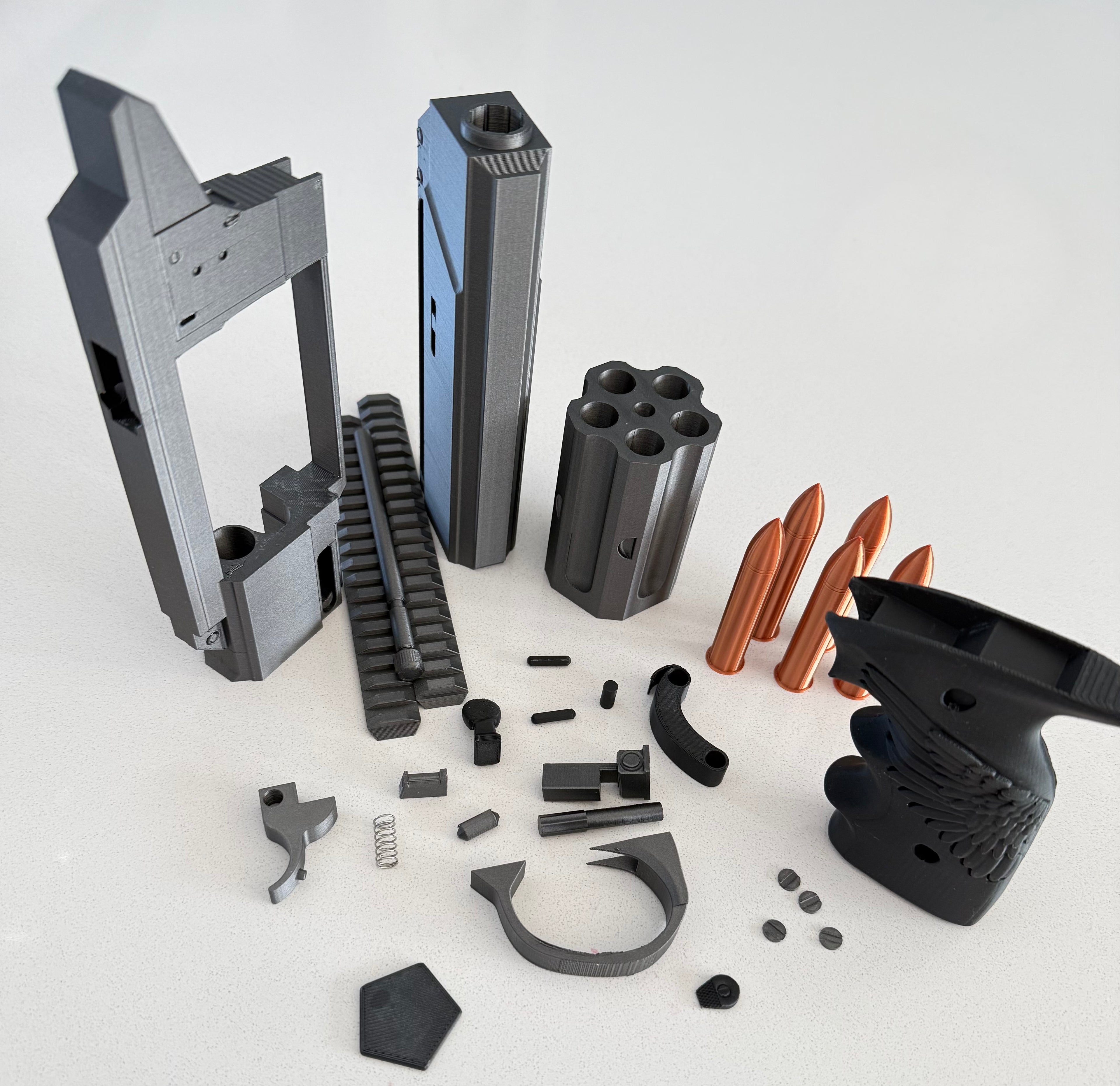 Leon's Magnum Revolver 3D printed prop kit – assembled side profile physical product photo | 3DCre8Design