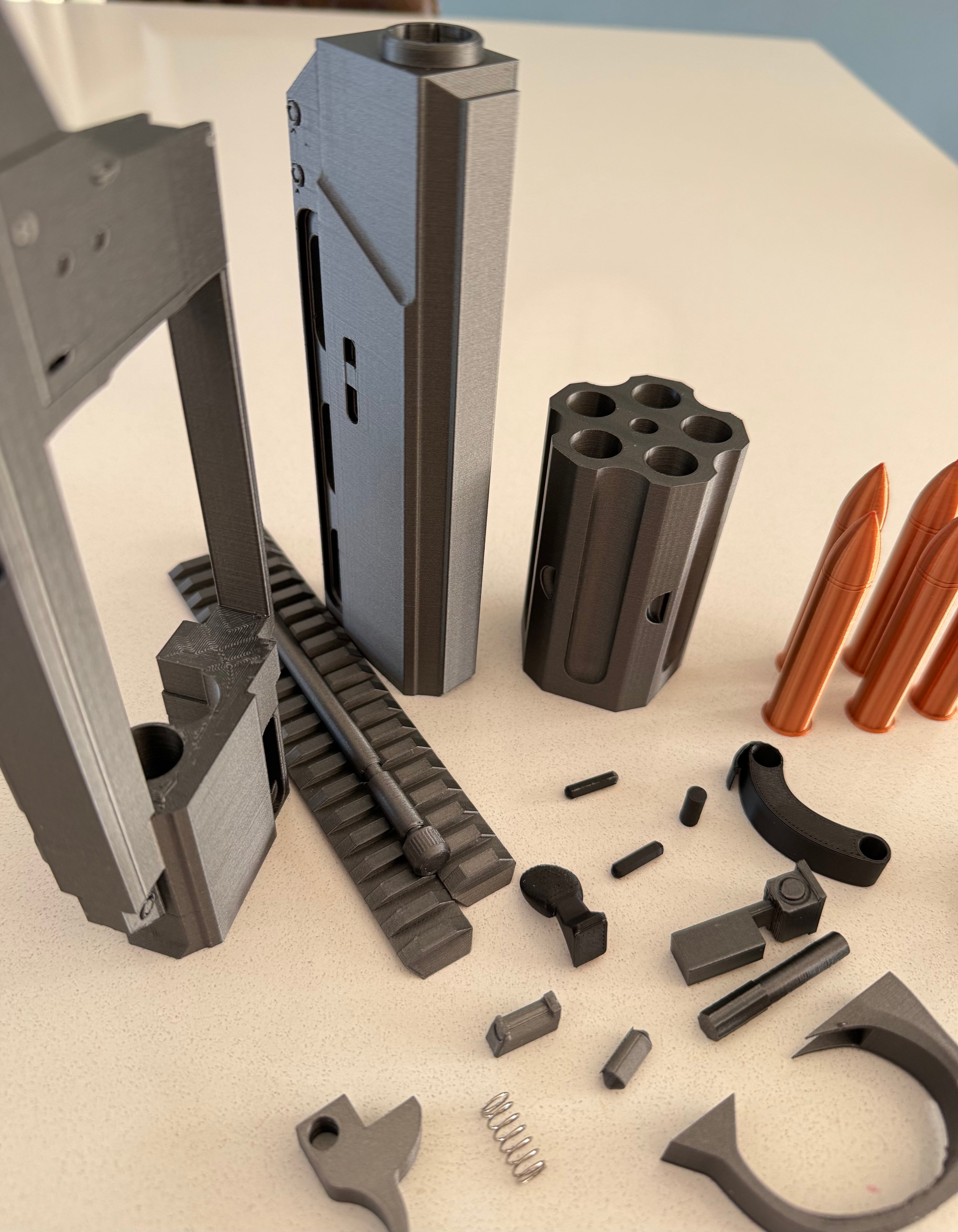 Leon's Magnum Revolver Resident Evil Requiem prop – angled physical product view showing barrel | 3DCre8Design