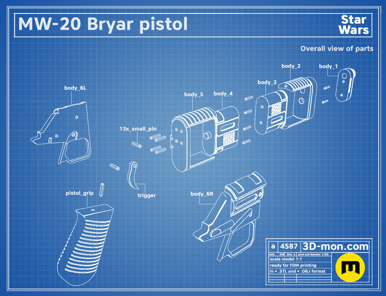 Modellbausatz des ikonischen MW-20 Bryar Blasters