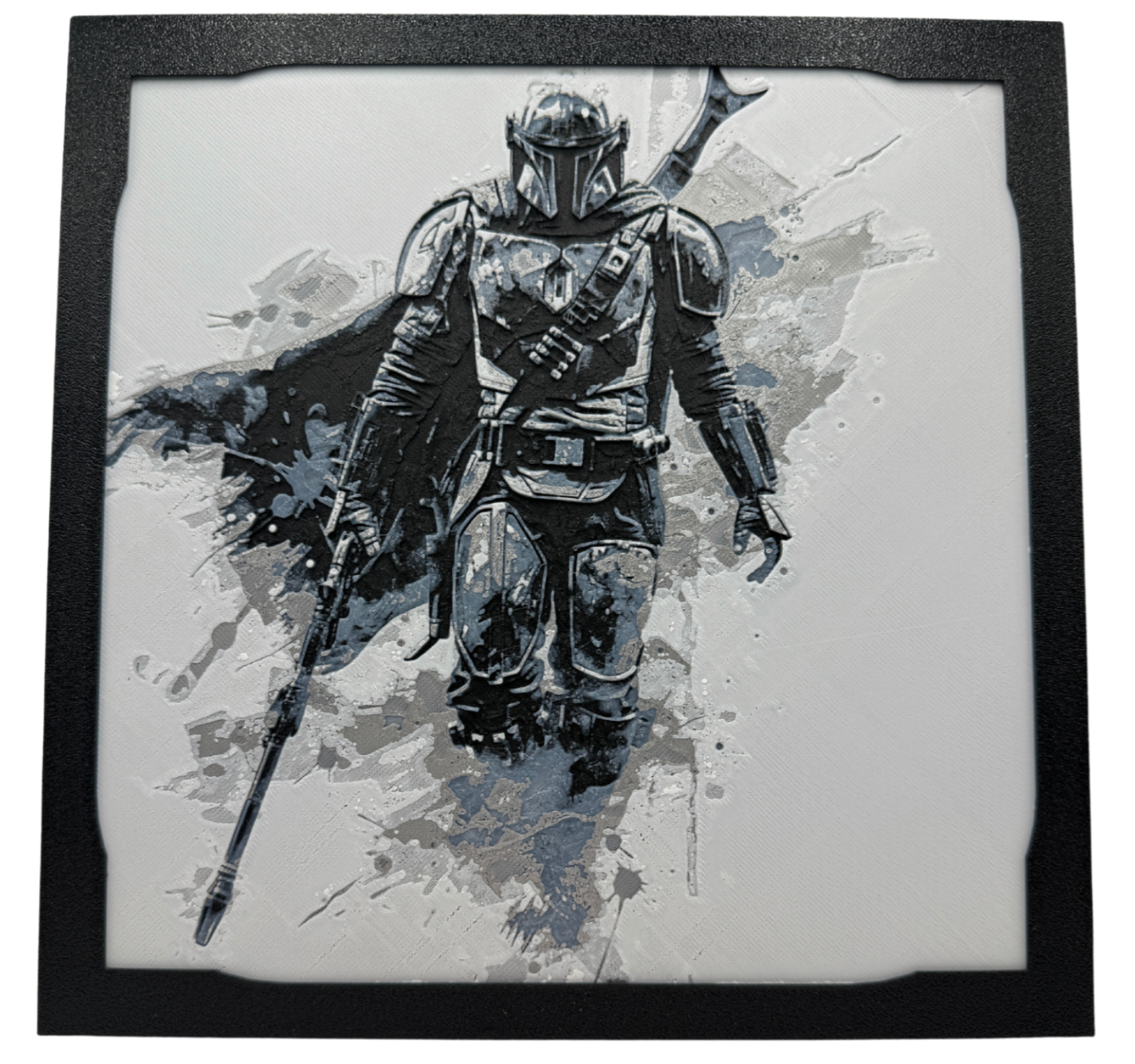 Art 3D en couches - Panneau Star Wars - Mandalorian avec armes