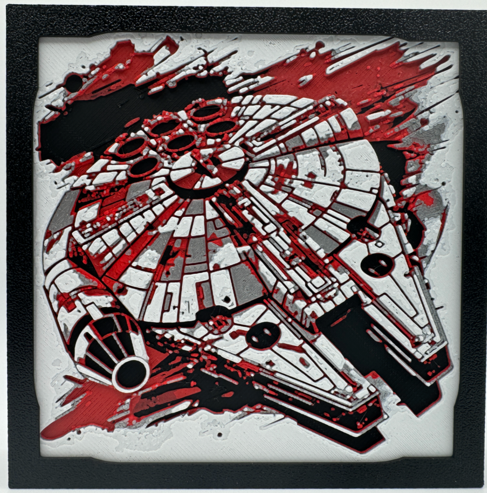 Art 3D en couches - Panneau Star Wars - Faucon artistique rouge