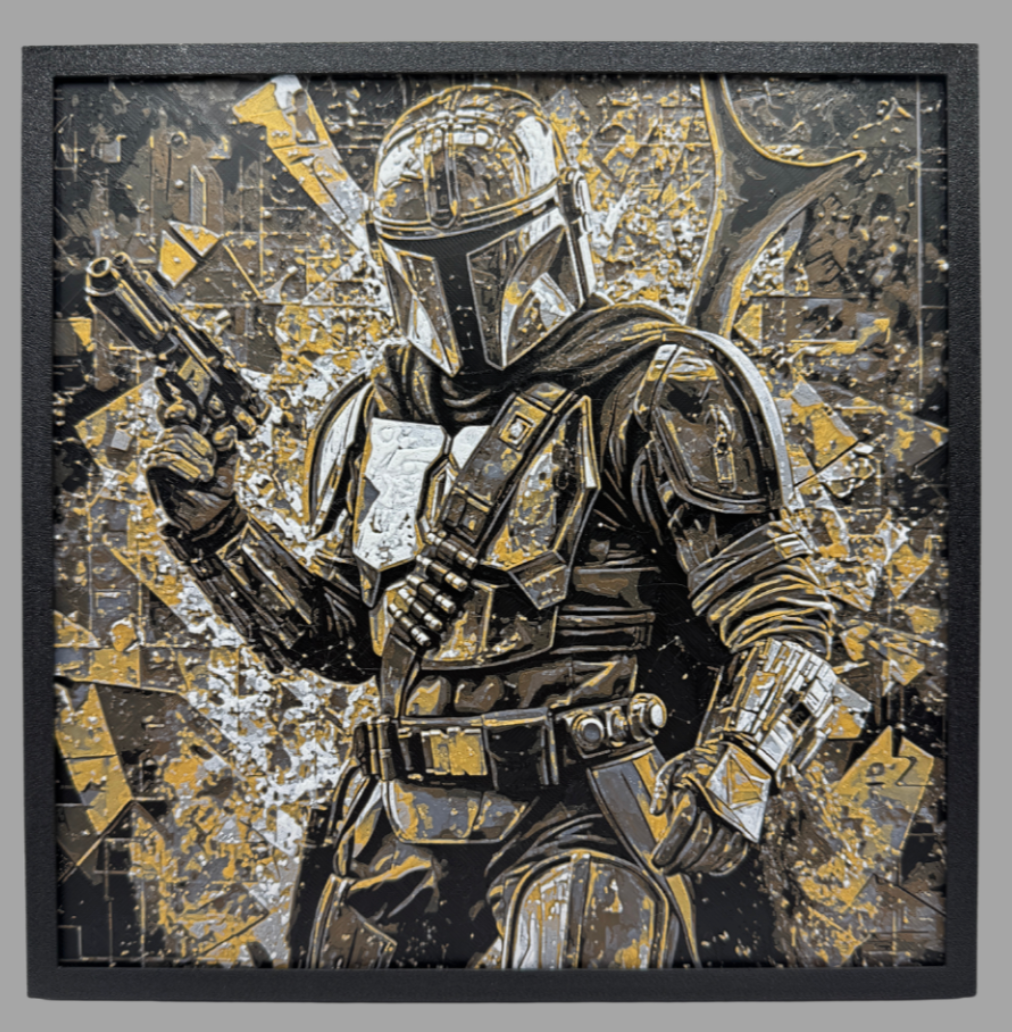 Art 3D en couches - Panneau Star Wars - Mandalorian