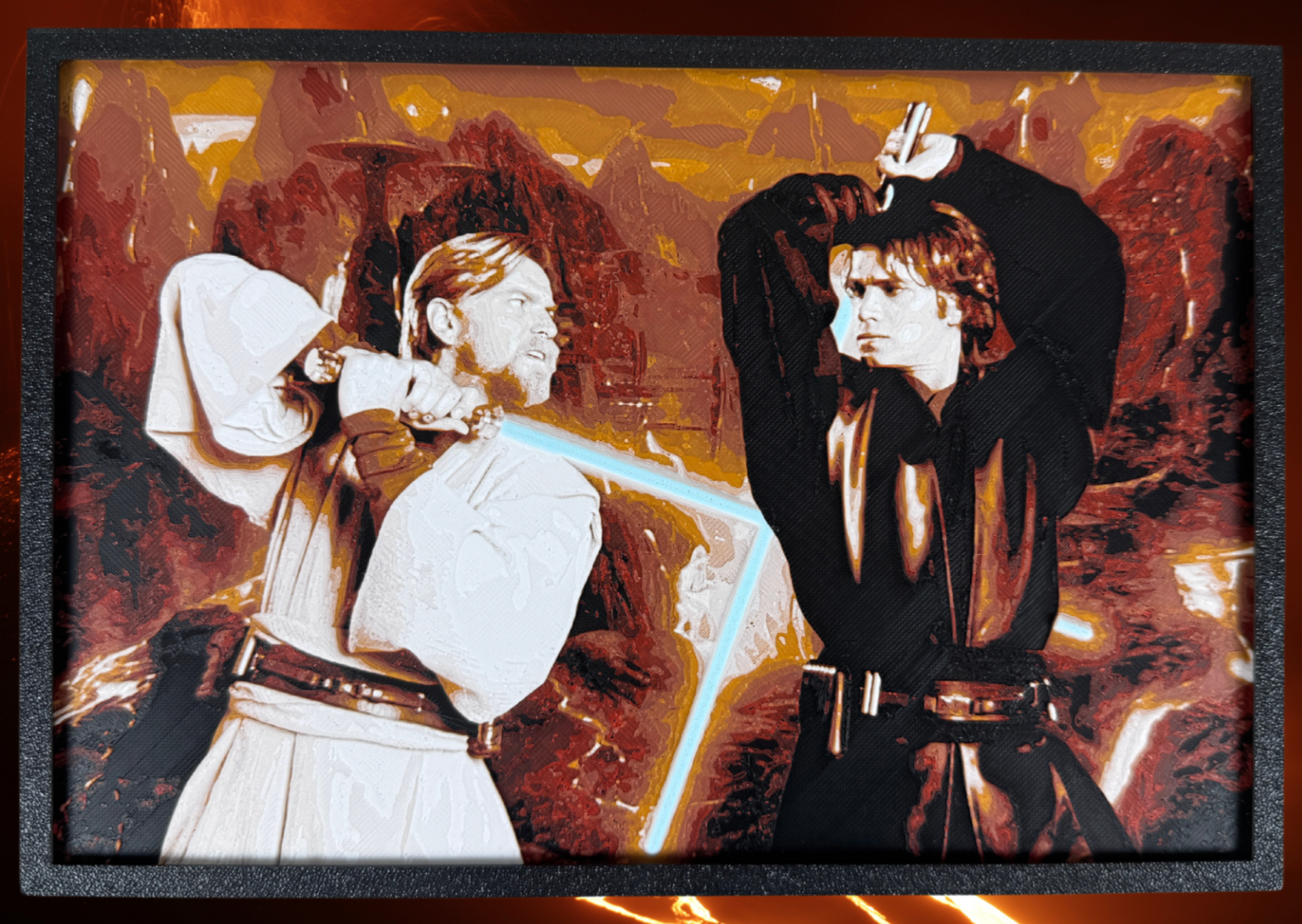 Art 3D en couches - Panneau Star Wars - Obi Wan Vs Anakin (150 x 225)