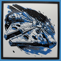 Art 3D en couches - Panneau Star Wars - Faucon Artistique Bleu