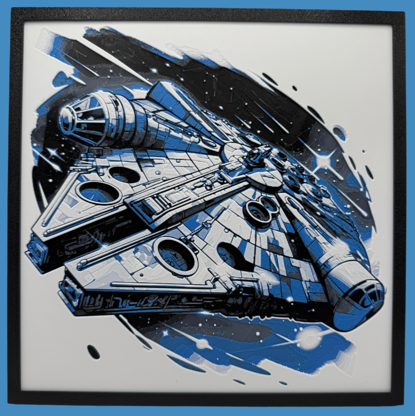 Art 3D en couches - Panneau Star Wars - Faucon Artistique Bleu
