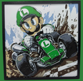 Panneau d'art 3D en couches - Luigi - Mario Kart