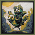 Panneau d'art 3D en couches - Chicken Jockey - Minecraft