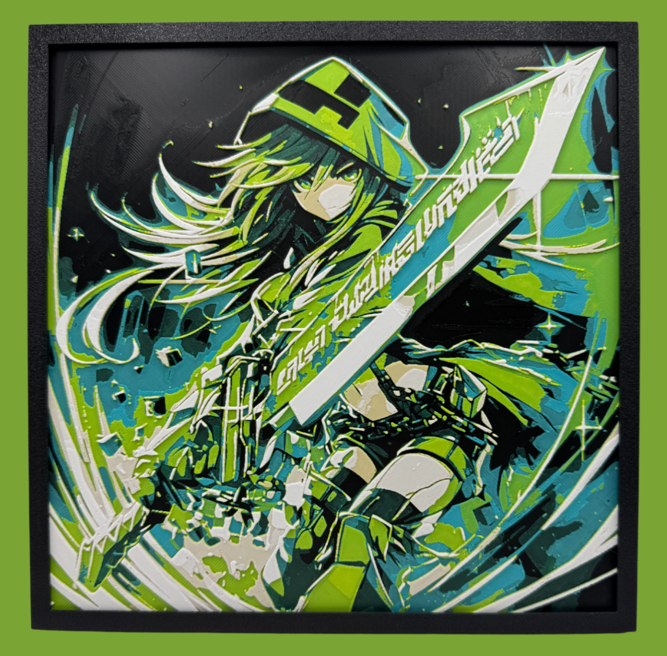 Panneau d'Art 3D en Couches – Creeper Minecraft – Édition Cosplay Anime