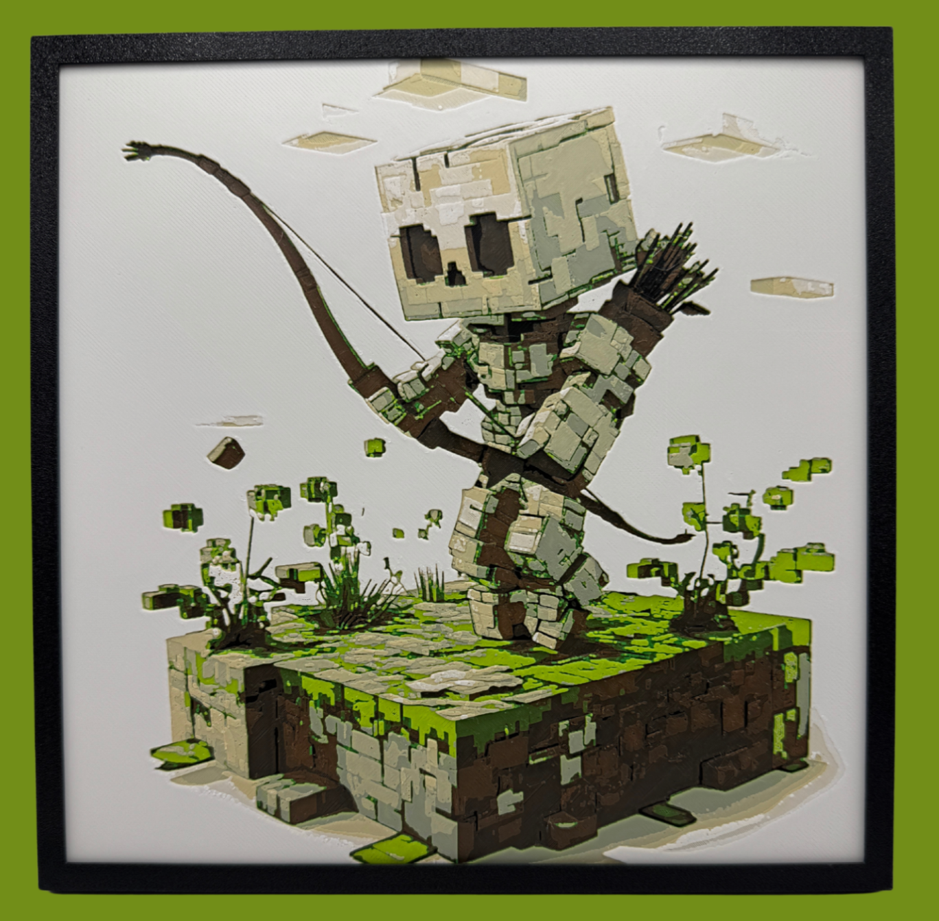Panneau d'art 3D en couches - Squelette archer - Minecraft