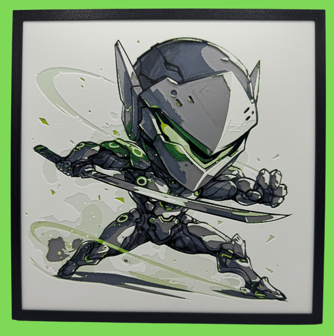 Panneau d'art 3D en couches – Genji – Édition Chibi – Overwatch