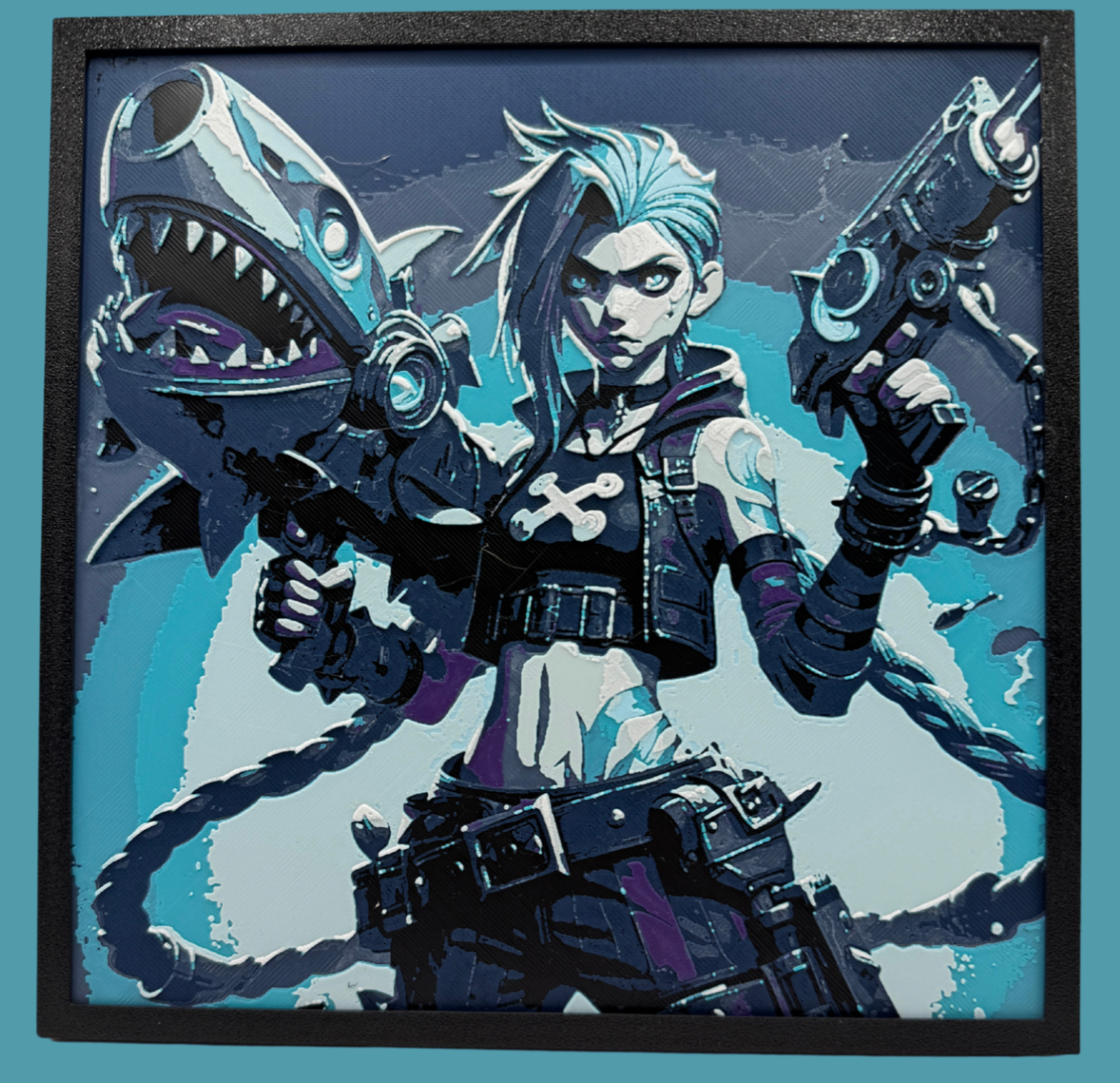 Panneau d'art 3D multicouche - Jinx Arcane
