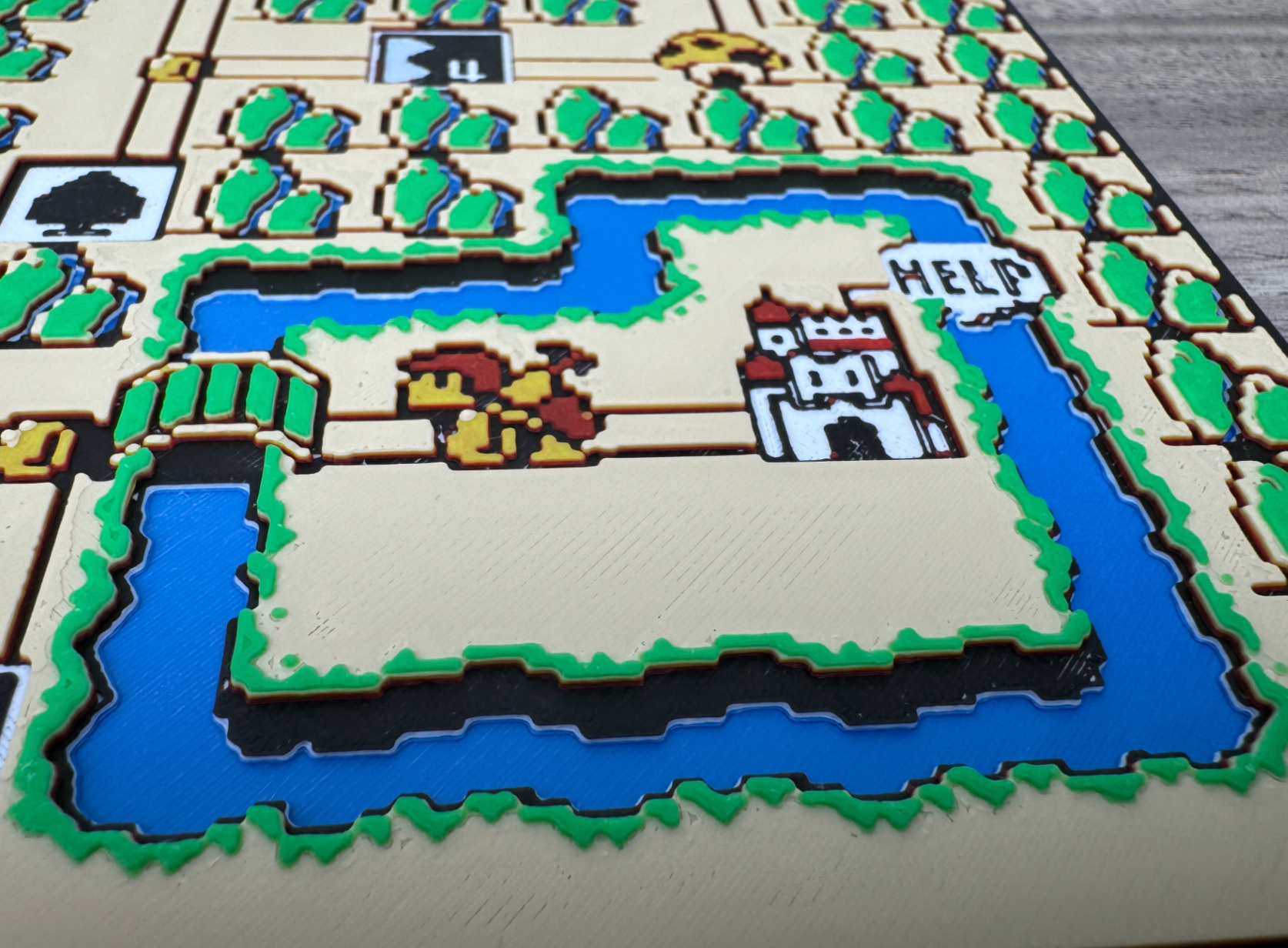 Layered 3D Panel Art Picture - Fan Art Super Mario 3 World 1 Map
