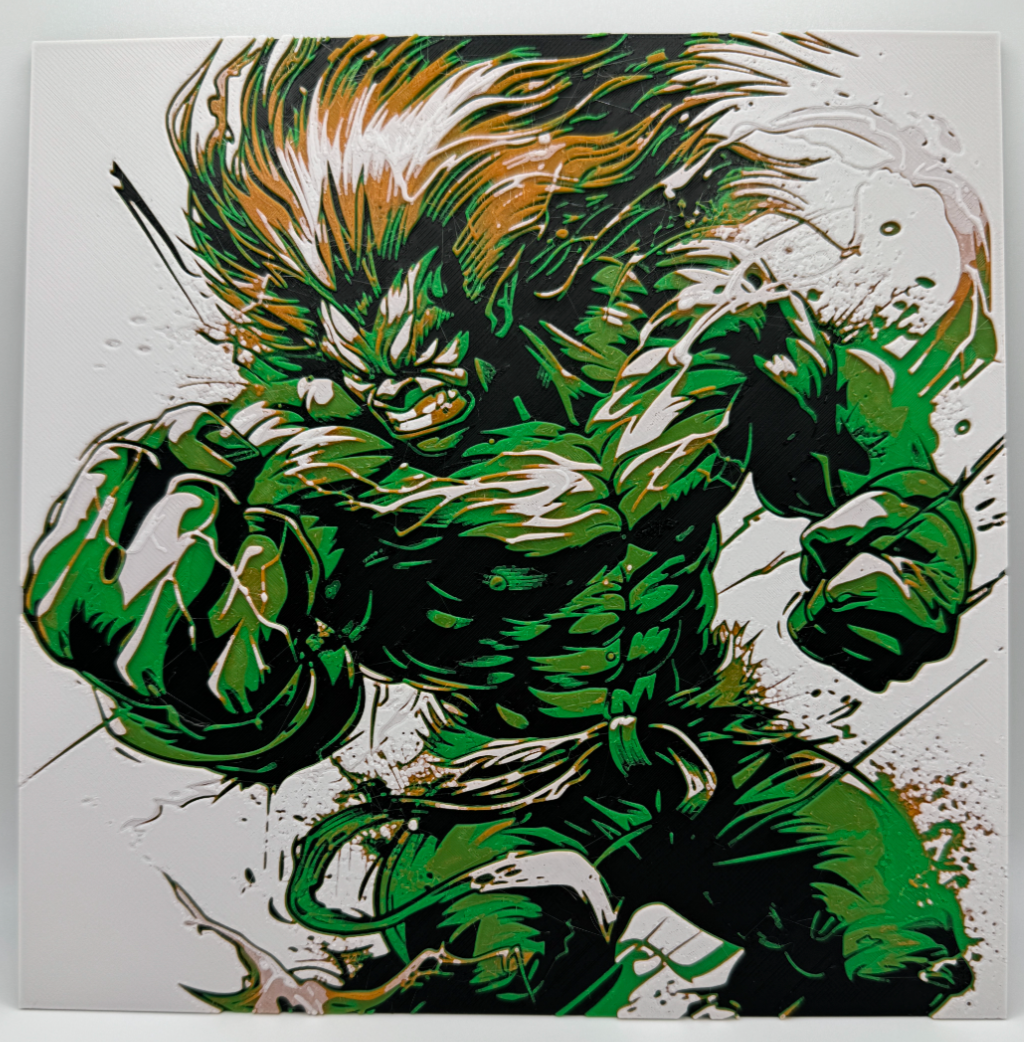 Panneau d'art 3D en couches - Blanka - Street Fighter