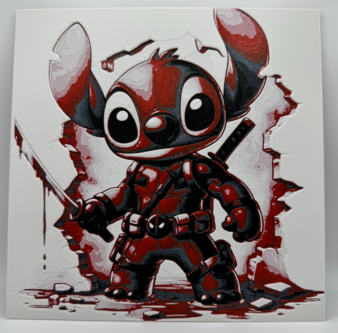 Tableau d'art 3D en couches - Œuvre de Stitch