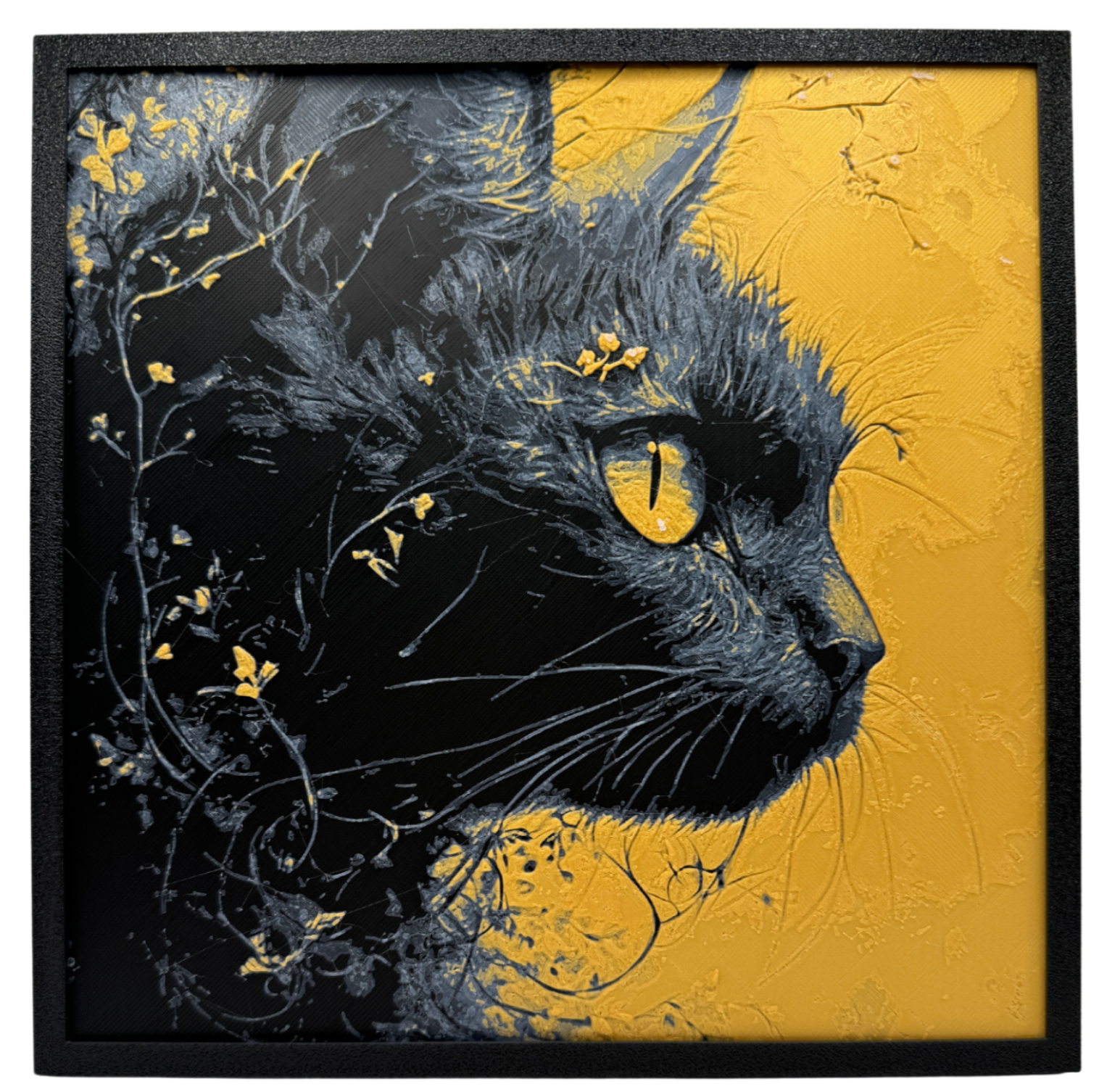 Tableau en 3D multicouche - Chat noir