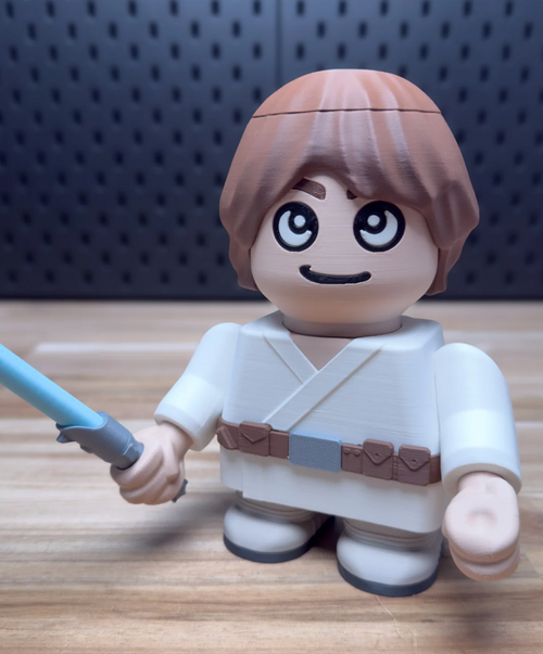 Chunky Luke Skywalker 3D printed model kit, front view