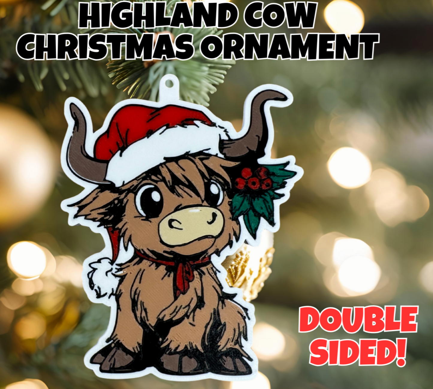 3D Printed Christmas Tree Ornament – Festive Hueforge Style Decoration / Keyring