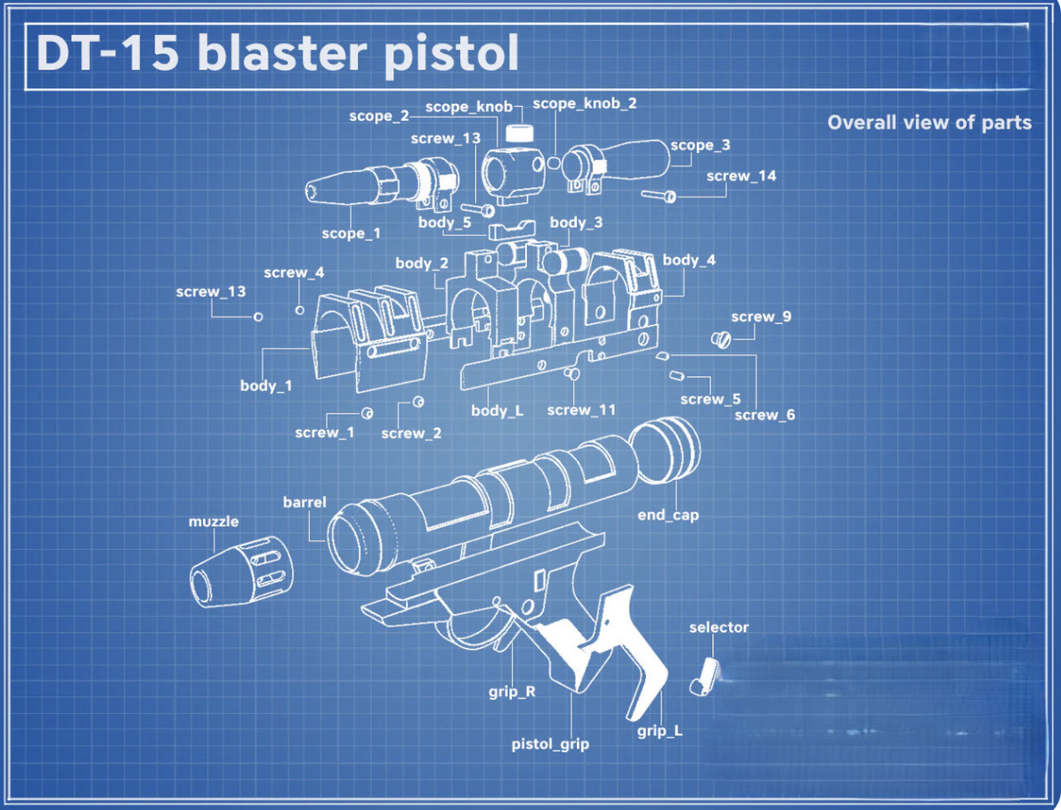 Blaster Model Kits from SW -  Model Variants from  DL / DC / DT Specification