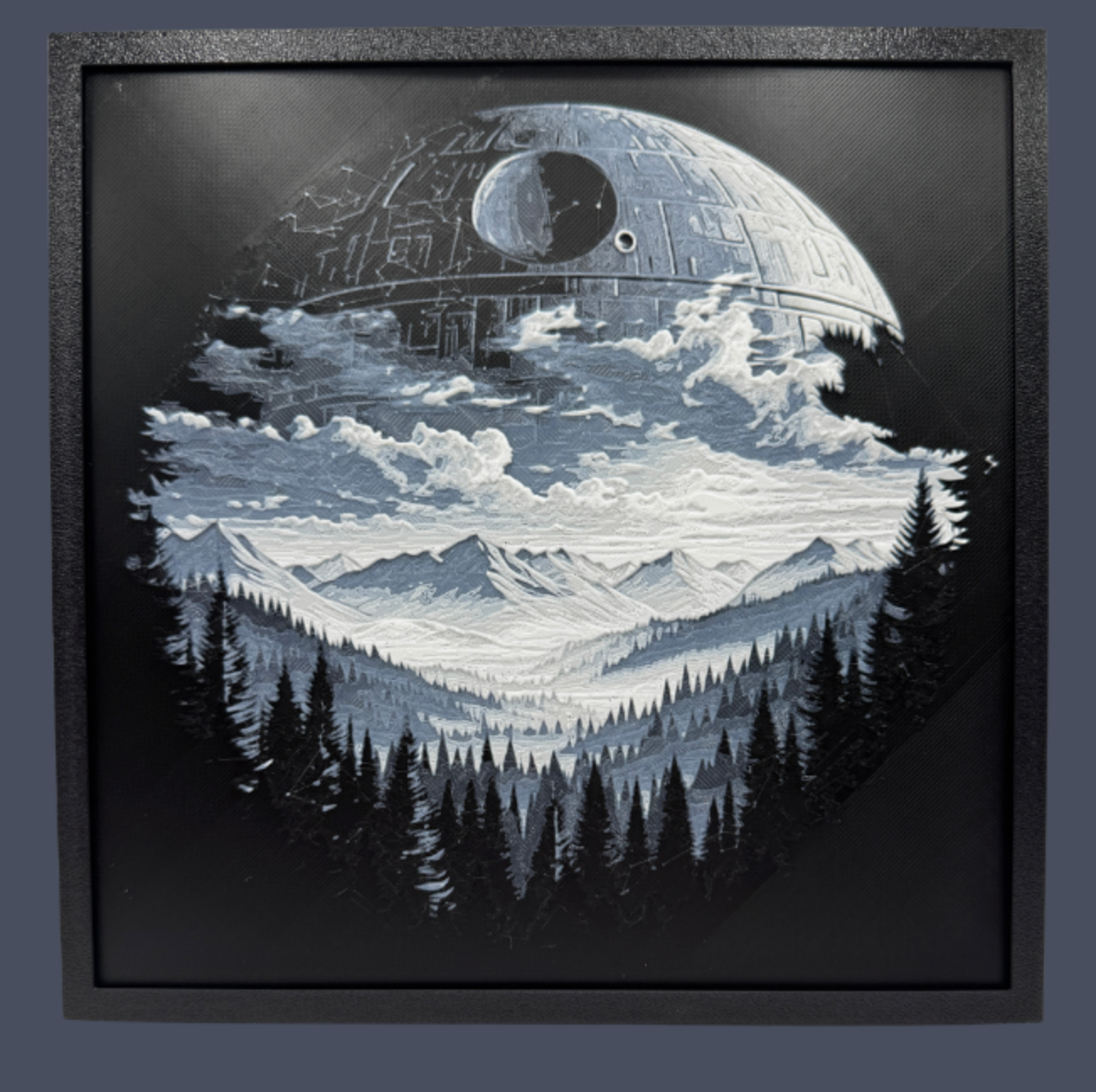 Art 3D superposé - Panneau Star Wars - Paysage Étoile de la Mort