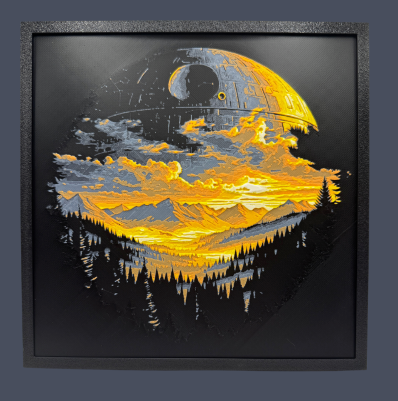 Art 3D superposé - Panneau Star Wars - Paysage Étoile de la Mort
