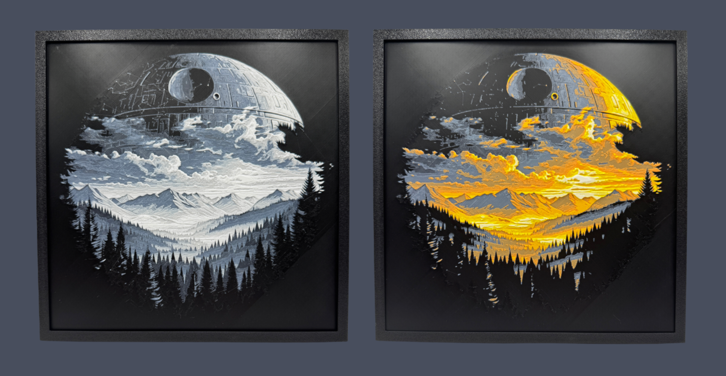 Art 3D superposé - Panneau Star Wars - Paysage Étoile de la Mort