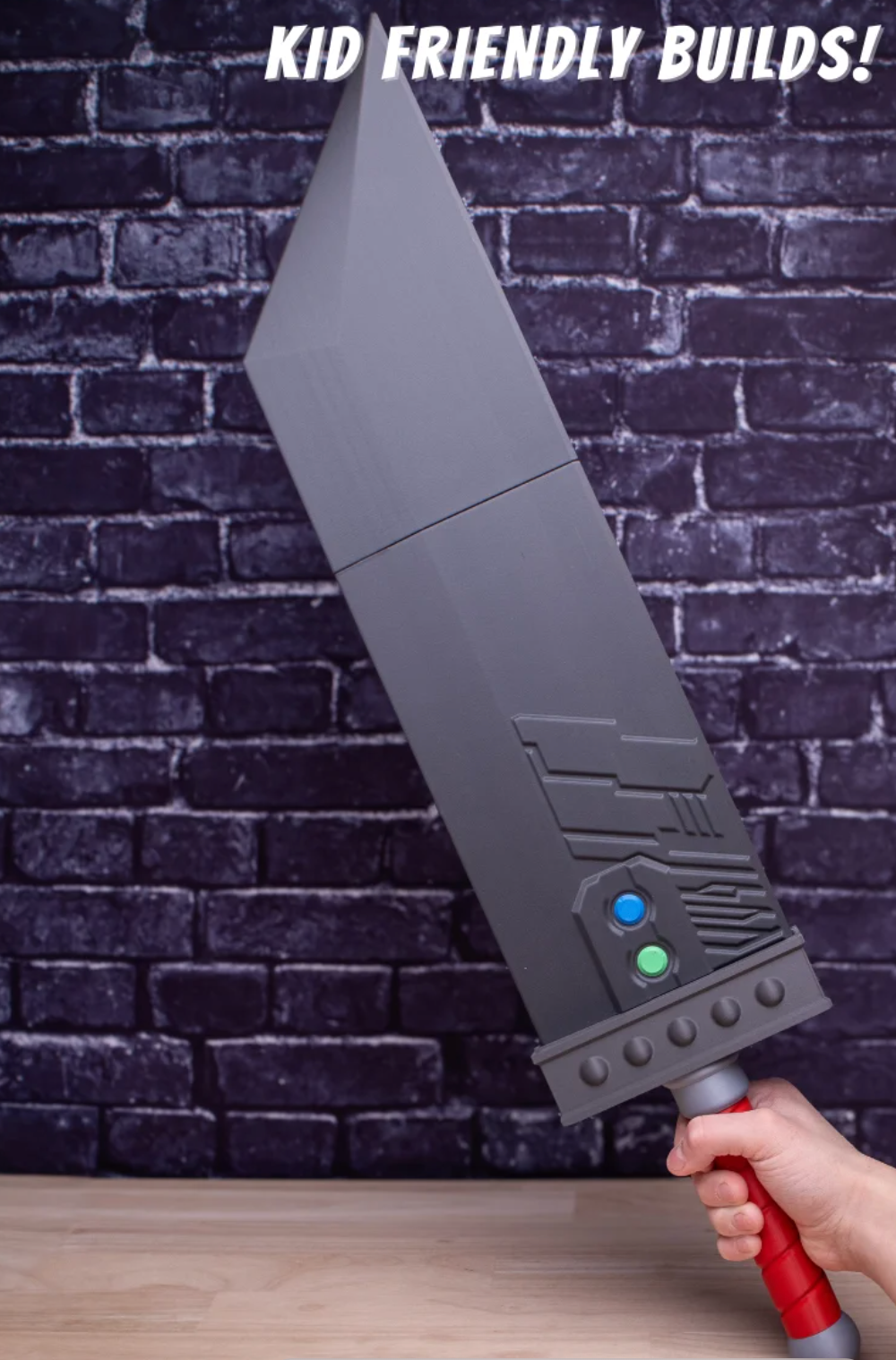 Final Fantasy Inspired Buster Sword – 3D Printed Model Kit Prop (Kid-Friendly Build)