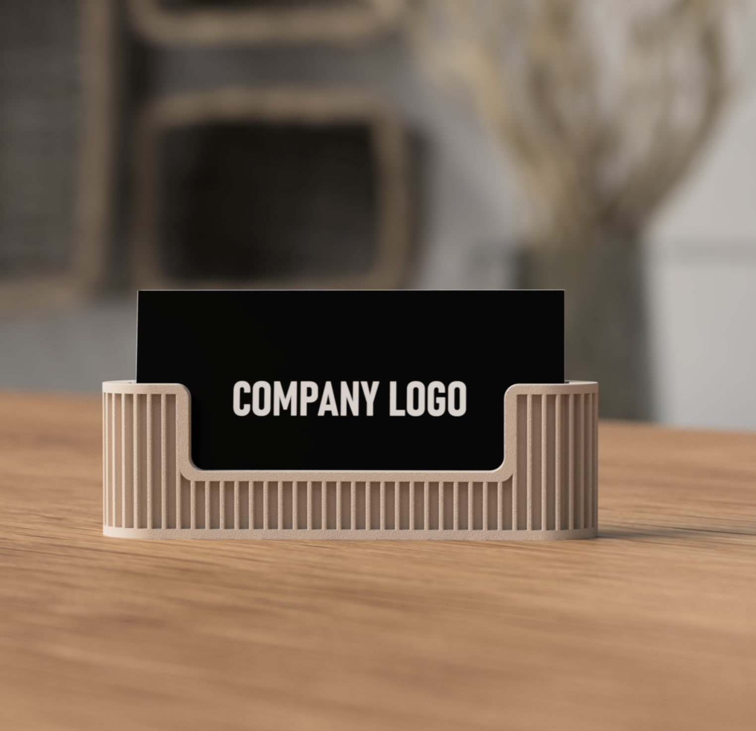 Japandi Business Card Holder – Minimalist 3D Printed Desk Organiser | UK Made
